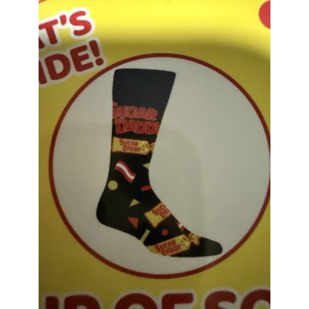 Sugar Daddy Unisex Crew Socks Black One Size Novelty Candy Gift Fun Formal NWT